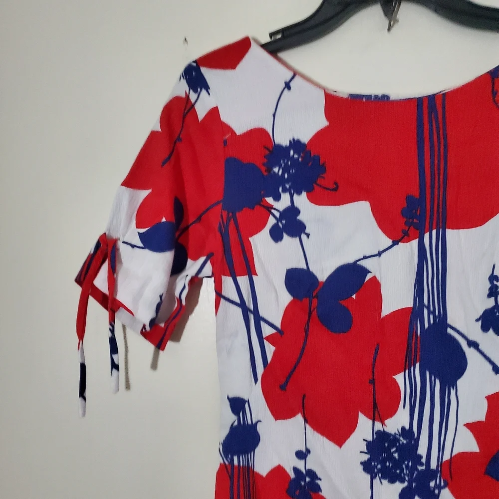 Vintage Vibrant Tropical Maxi Dress Tied Cuff Aline Hidden Zip Size 6 - Picture 6 of 10